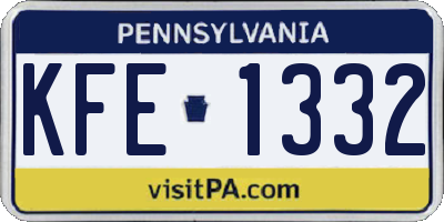 PA license plate KFE1332