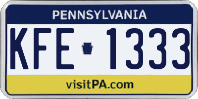 PA license plate KFE1333