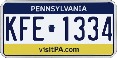 PA license plate KFE1334