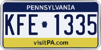 PA license plate KFE1335