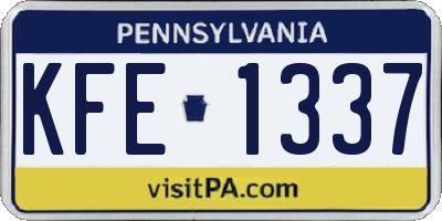 PA license plate KFE1337