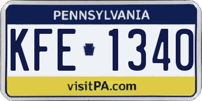 PA license plate KFE1340