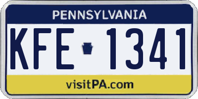 PA license plate KFE1341
