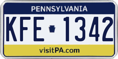 PA license plate KFE1342
