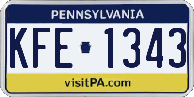 PA license plate KFE1343
