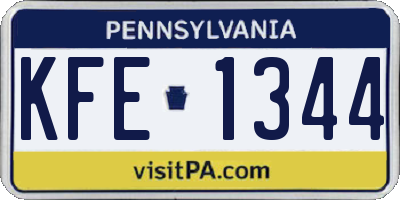PA license plate KFE1344