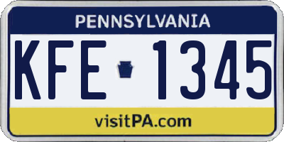 PA license plate KFE1345