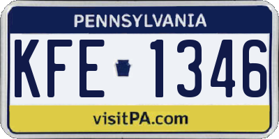 PA license plate KFE1346
