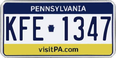 PA license plate KFE1347