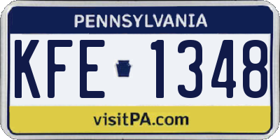 PA license plate KFE1348