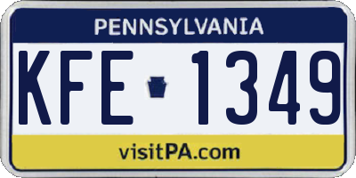 PA license plate KFE1349