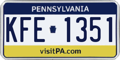 PA license plate KFE1351