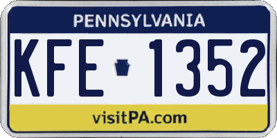 PA license plate KFE1352