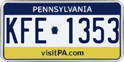 PA license plate KFE1353