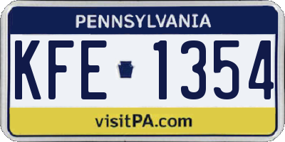 PA license plate KFE1354