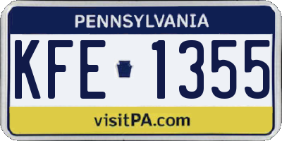 PA license plate KFE1355