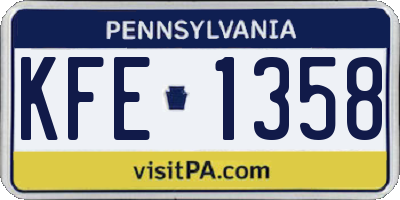 PA license plate KFE1358