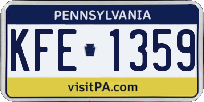 PA license plate KFE1359