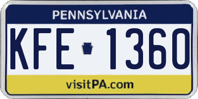 PA license plate KFE1360