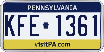 PA license plate KFE1361