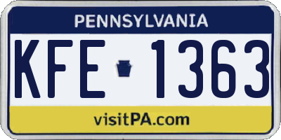 PA license plate KFE1363
