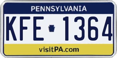 PA license plate KFE1364