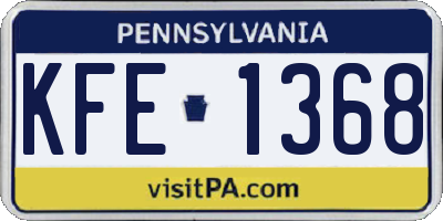 PA license plate KFE1368