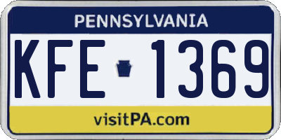 PA license plate KFE1369