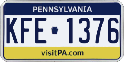 PA license plate KFE1376