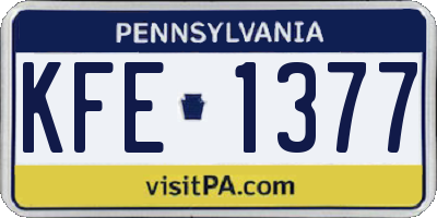 PA license plate KFE1377