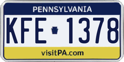 PA license plate KFE1378