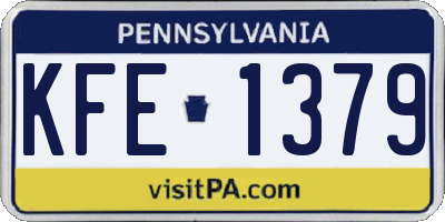 PA license plate KFE1379