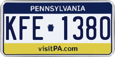 PA license plate KFE1380