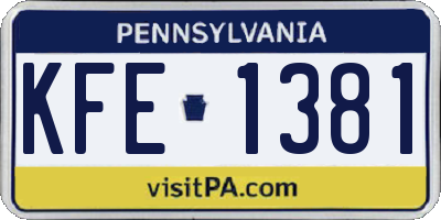 PA license plate KFE1381
