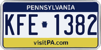 PA license plate KFE1382