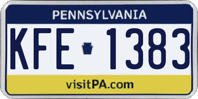 PA license plate KFE1383