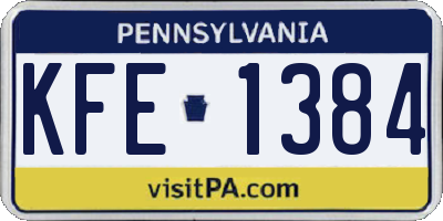 PA license plate KFE1384