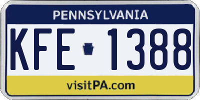 PA license plate KFE1388