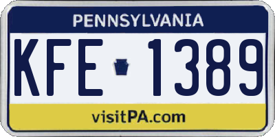 PA license plate KFE1389