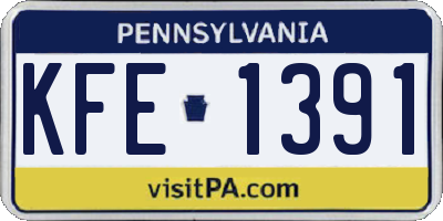 PA license plate KFE1391