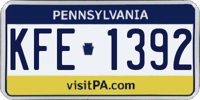 PA license plate KFE1392