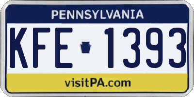 PA license plate KFE1393