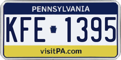 PA license plate KFE1395
