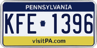 PA license plate KFE1396