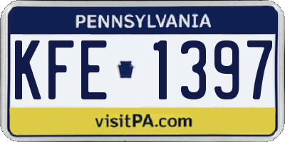 PA license plate KFE1397
