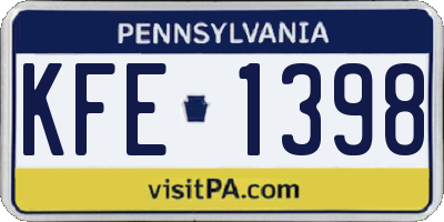PA license plate KFE1398