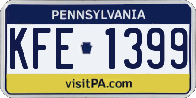 PA license plate KFE1399