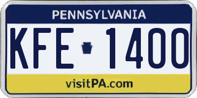 PA license plate KFE1400