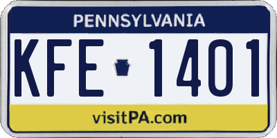 PA license plate KFE1401