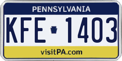 PA license plate KFE1403